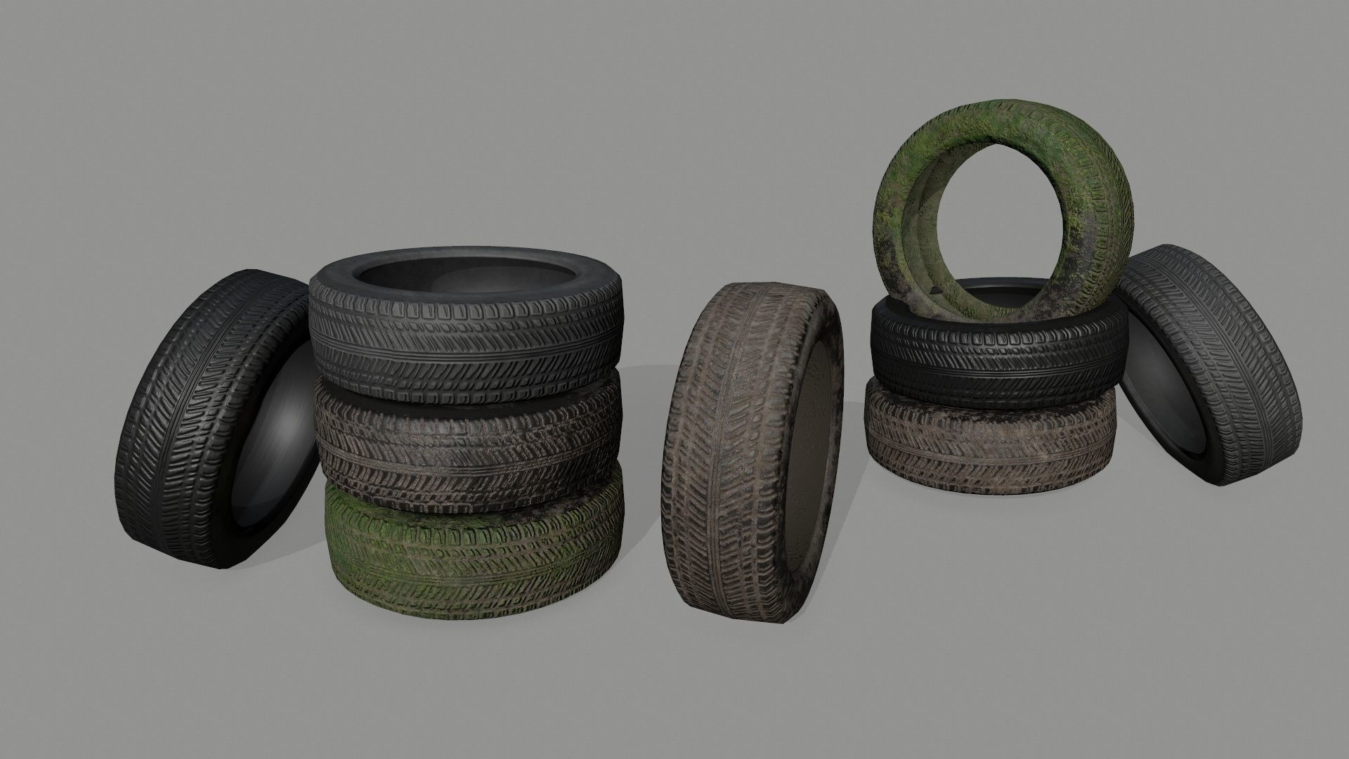 Tire 2 tyres pack Low-poly 3D model_2