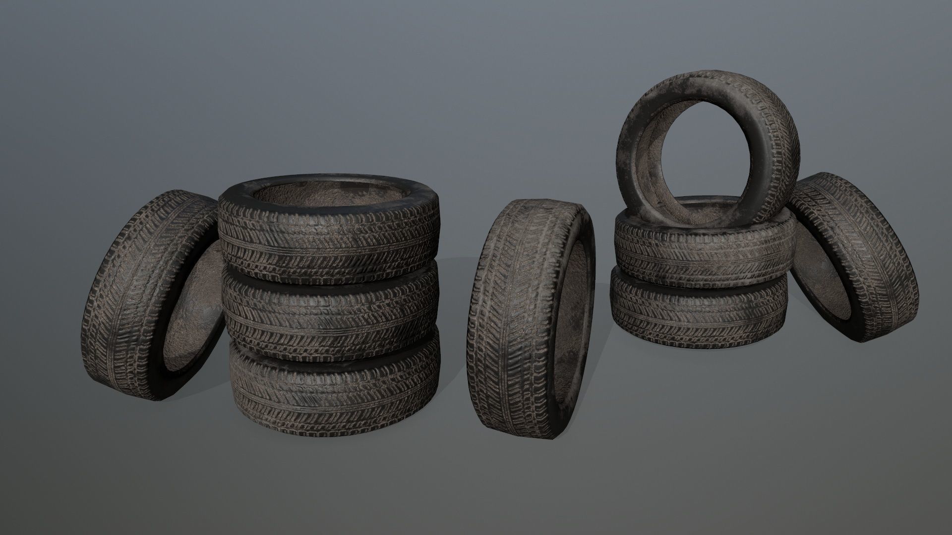 Tire 2 tyres pack Low-poly 3D model_5