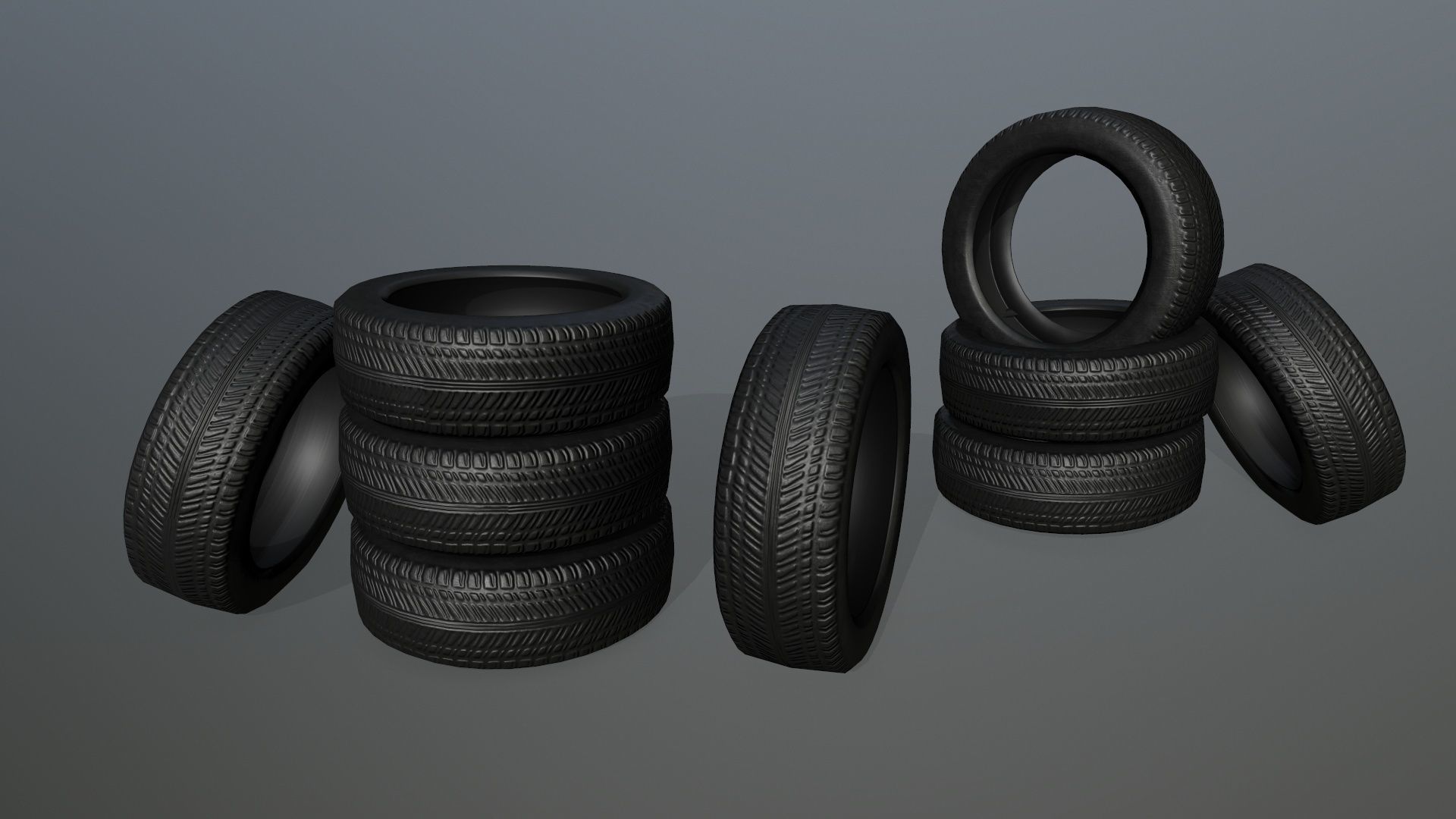 Tire 2 tyres pack Low-poly 3D model_3