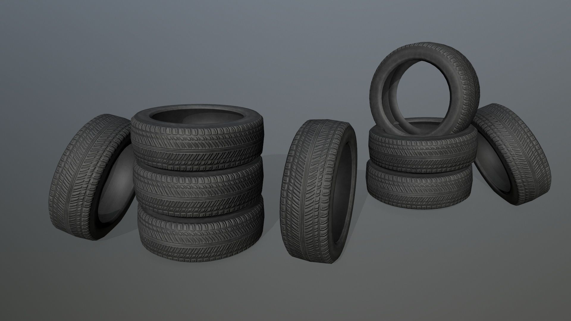 Tire 2 tyres pack Low-poly 3D model_8