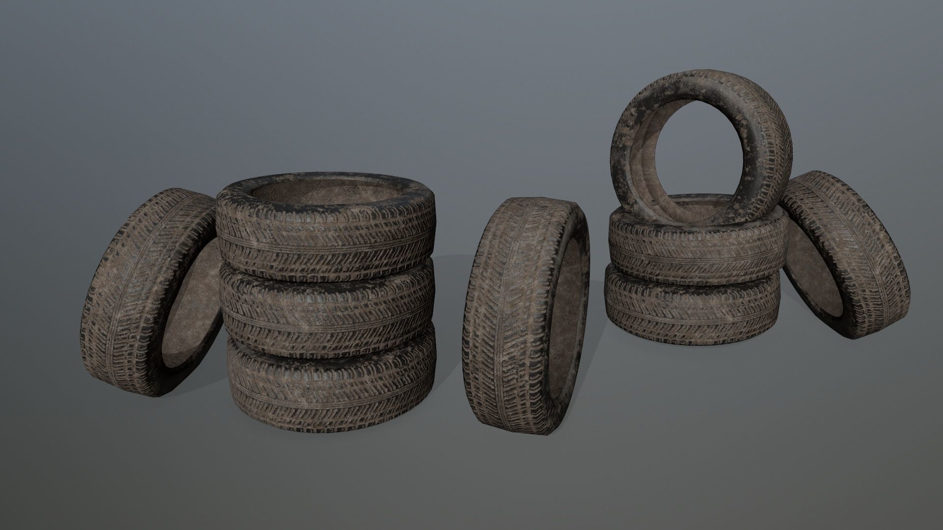Tire 2 tyres pack Low-poly 3D model_7