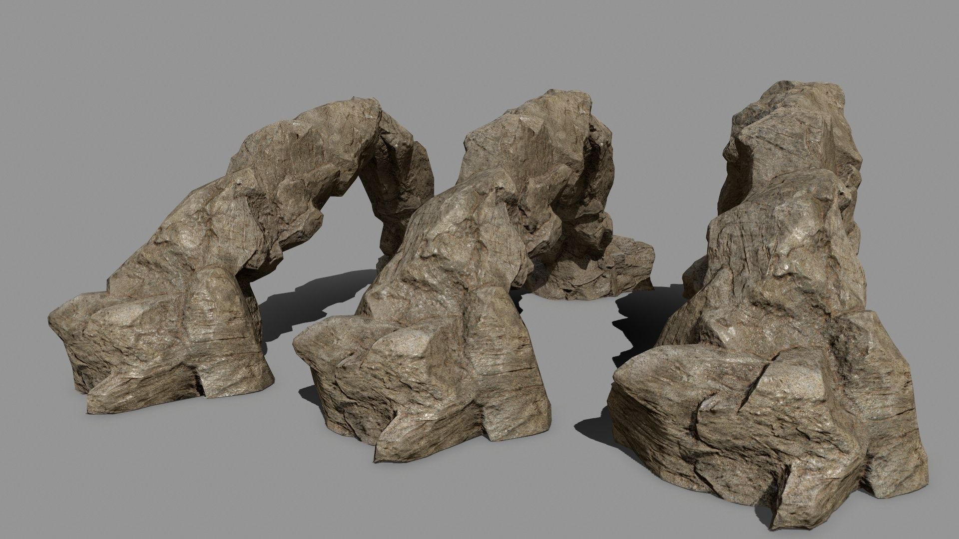 rocks set of Low-poly 3D model_3