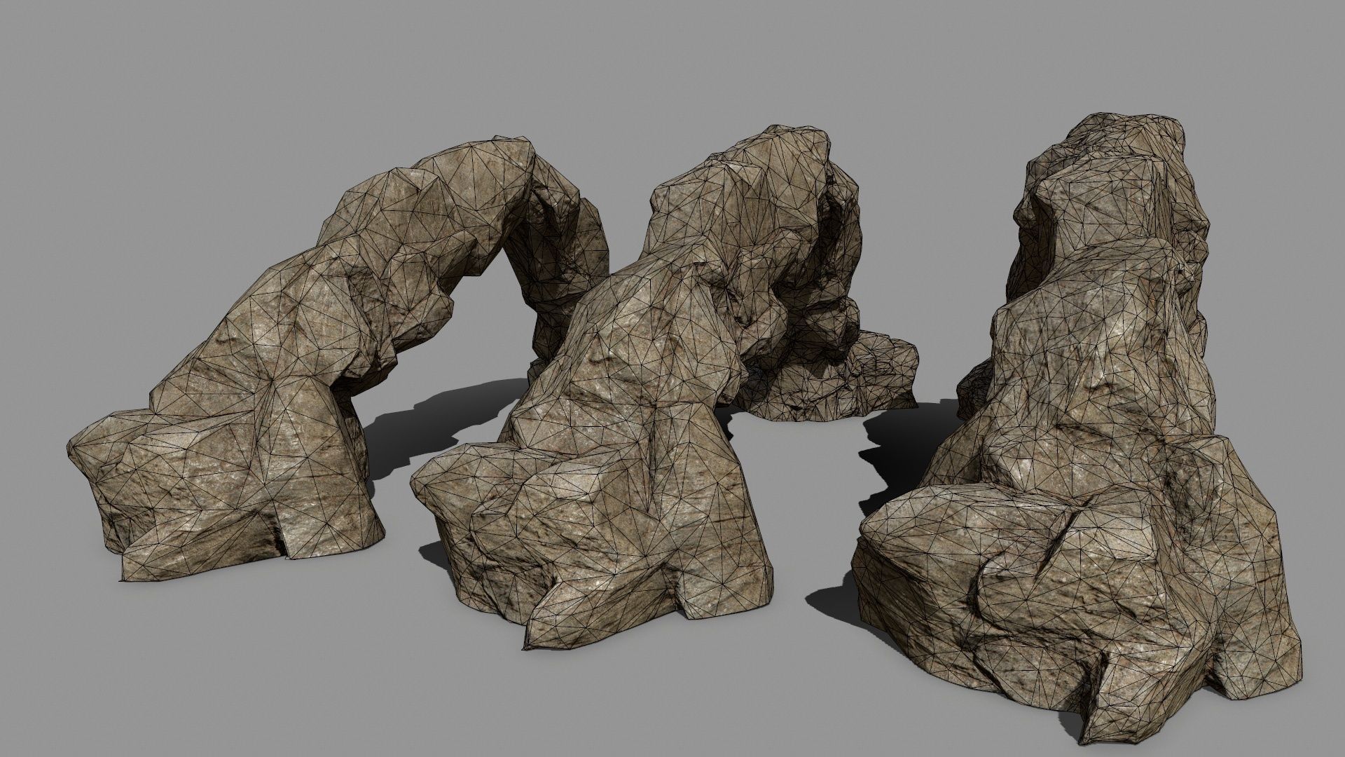 rocks set of Low-poly 3D model_4