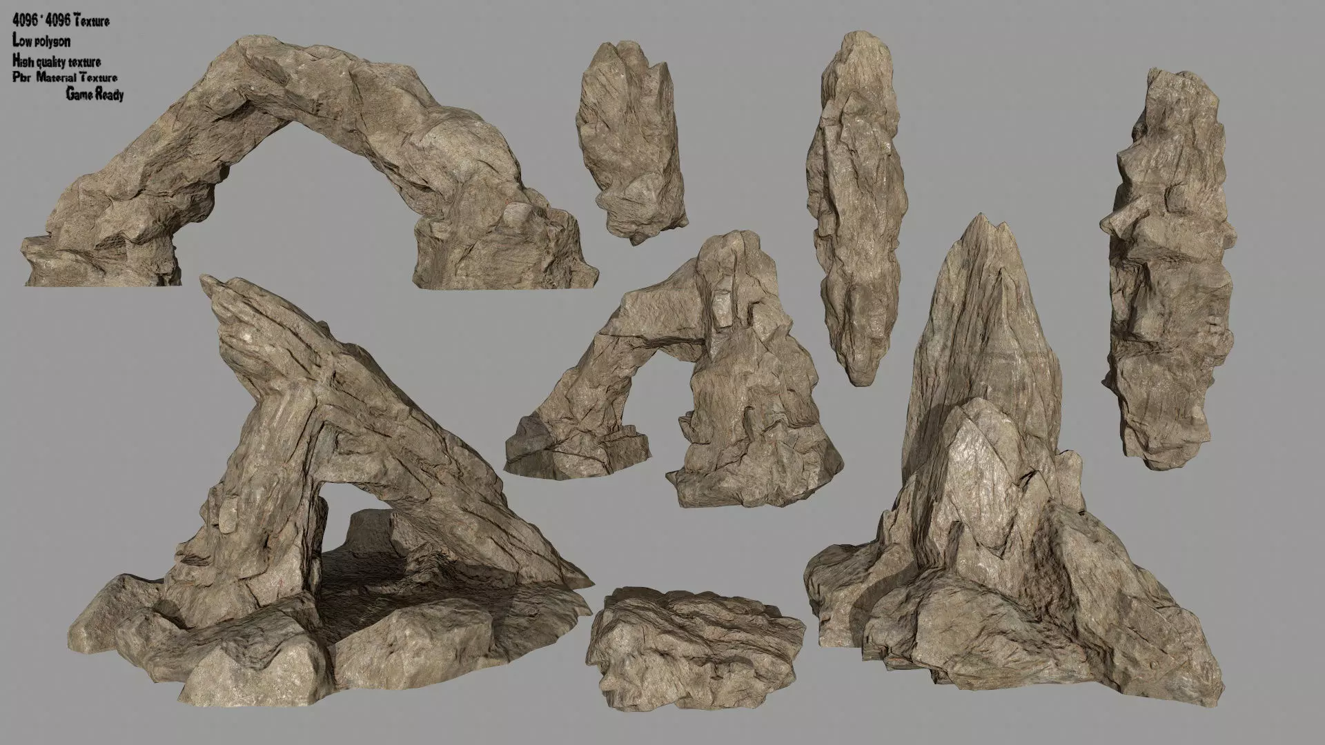 rocks set of Low-poly 3D model_0