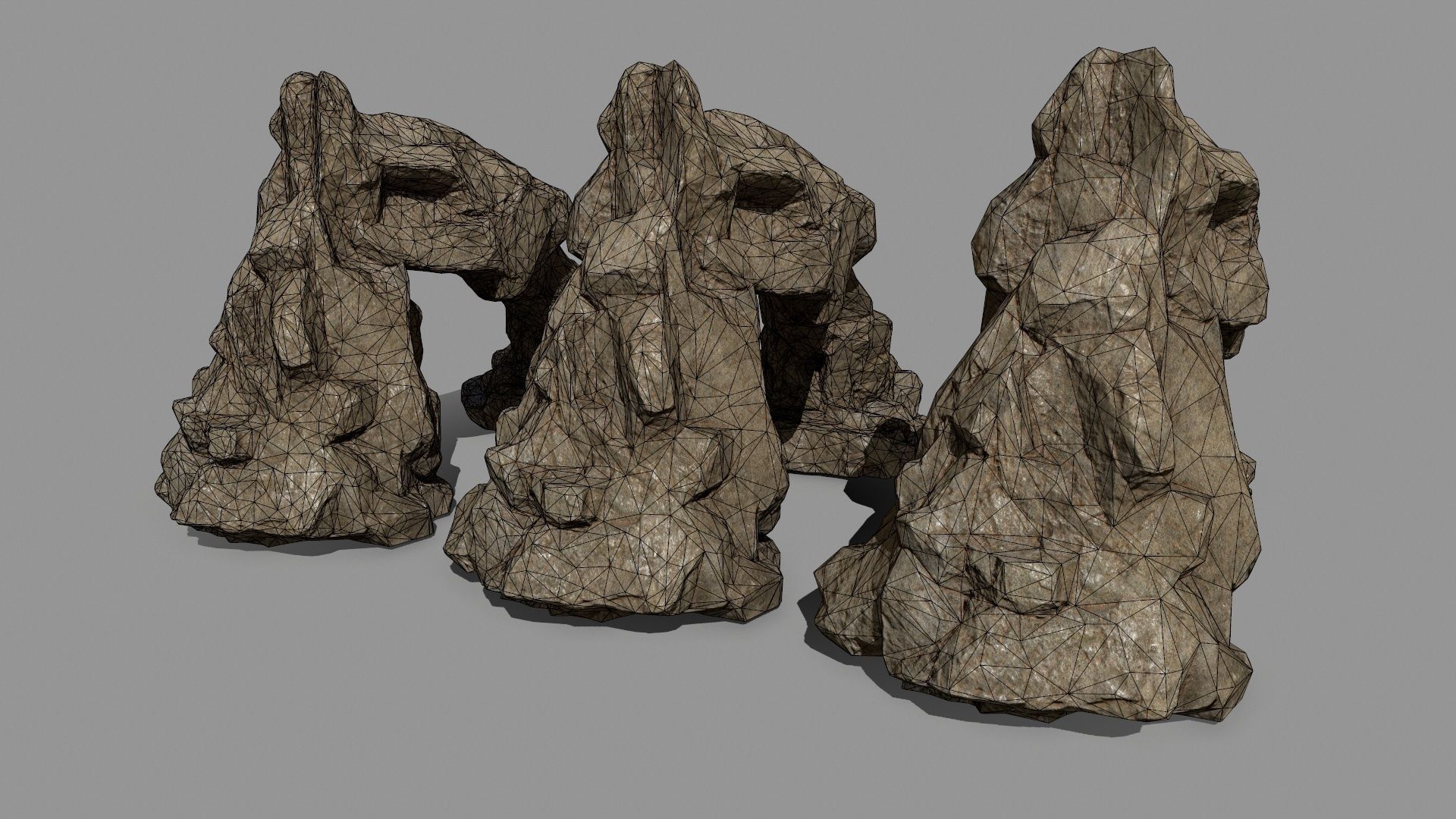 rocks set of Low-poly 3D model_6