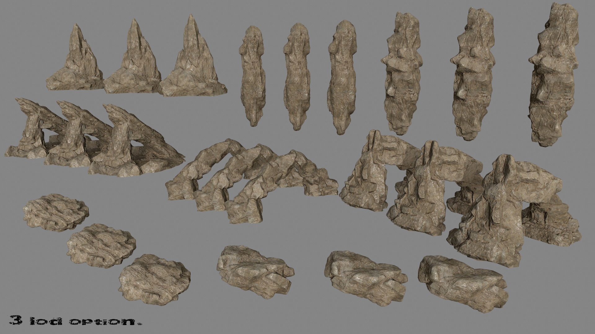 rocks set of Low-poly 3D model_1