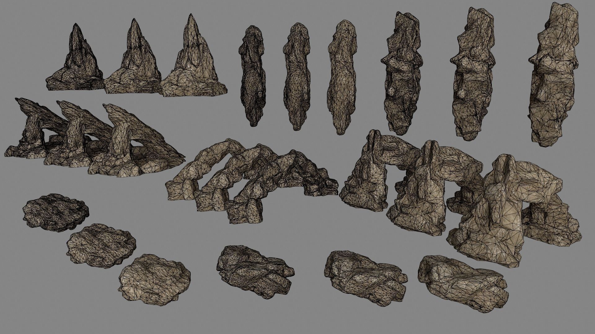 rocks set of Low-poly 3D model_2