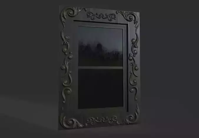 wooden window with relief