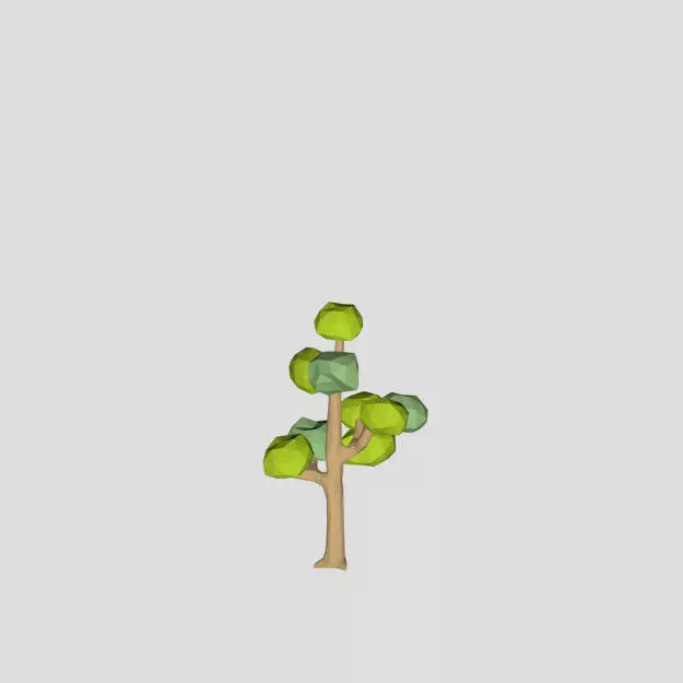 Low poly ash spring small tree 3d model cartoon Free low-poly 3D model