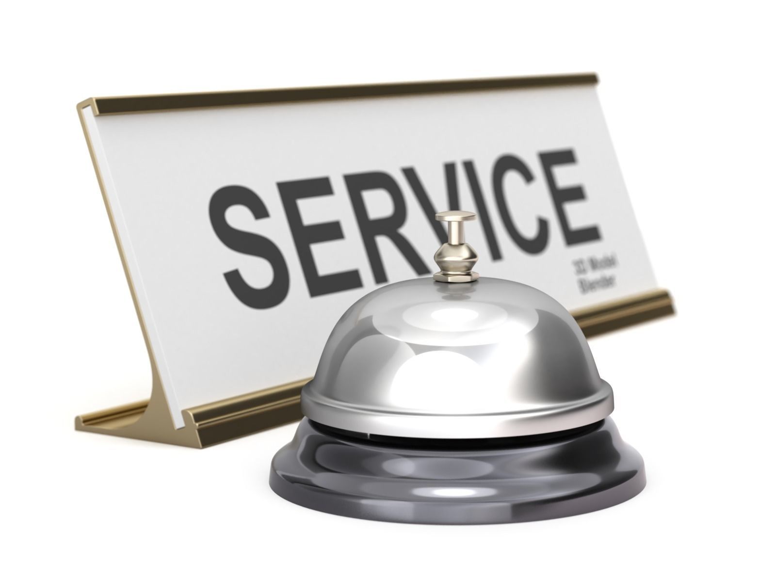Reception  Bell with Sign 3D model_4