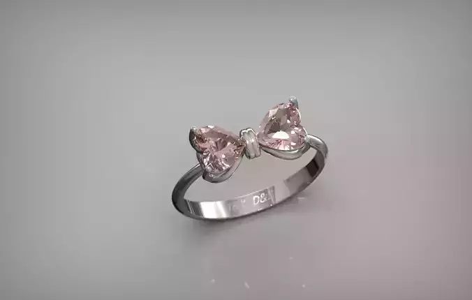 Bow Ring Heart Stone