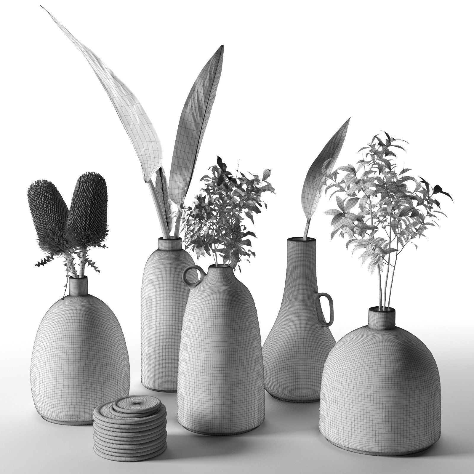 Vases with Plants  3D model_3