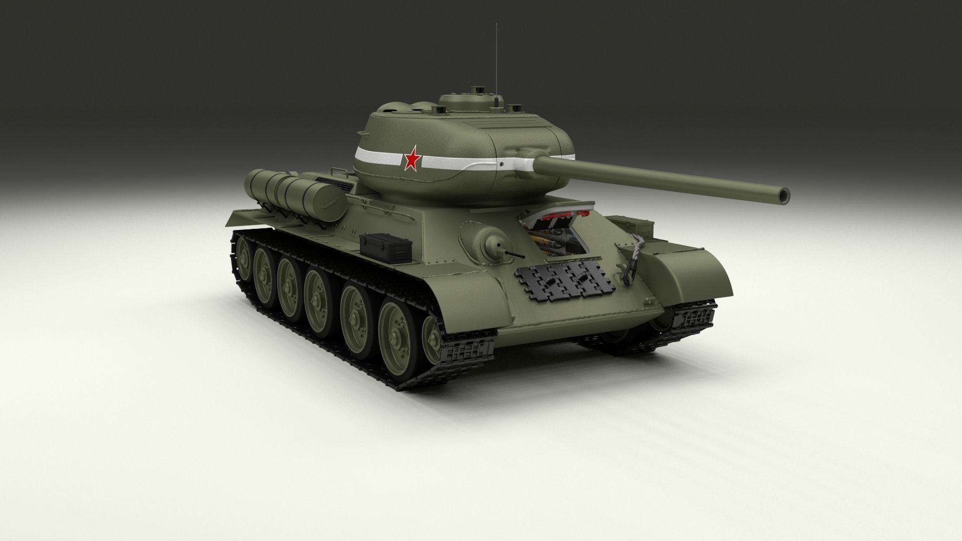 T34-85 Tiger Tank Late Pack with Interior 3D model_37