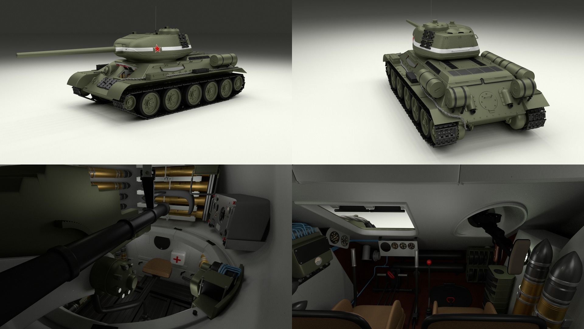 T34-85 Tiger Tank Late Pack with Interior 3D model_80