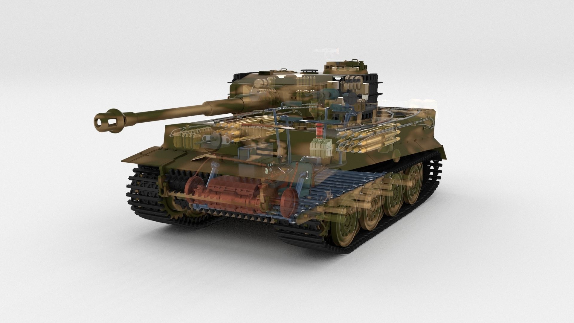 T34-85 Tiger Tank Late Pack with Interior 3D model_41
