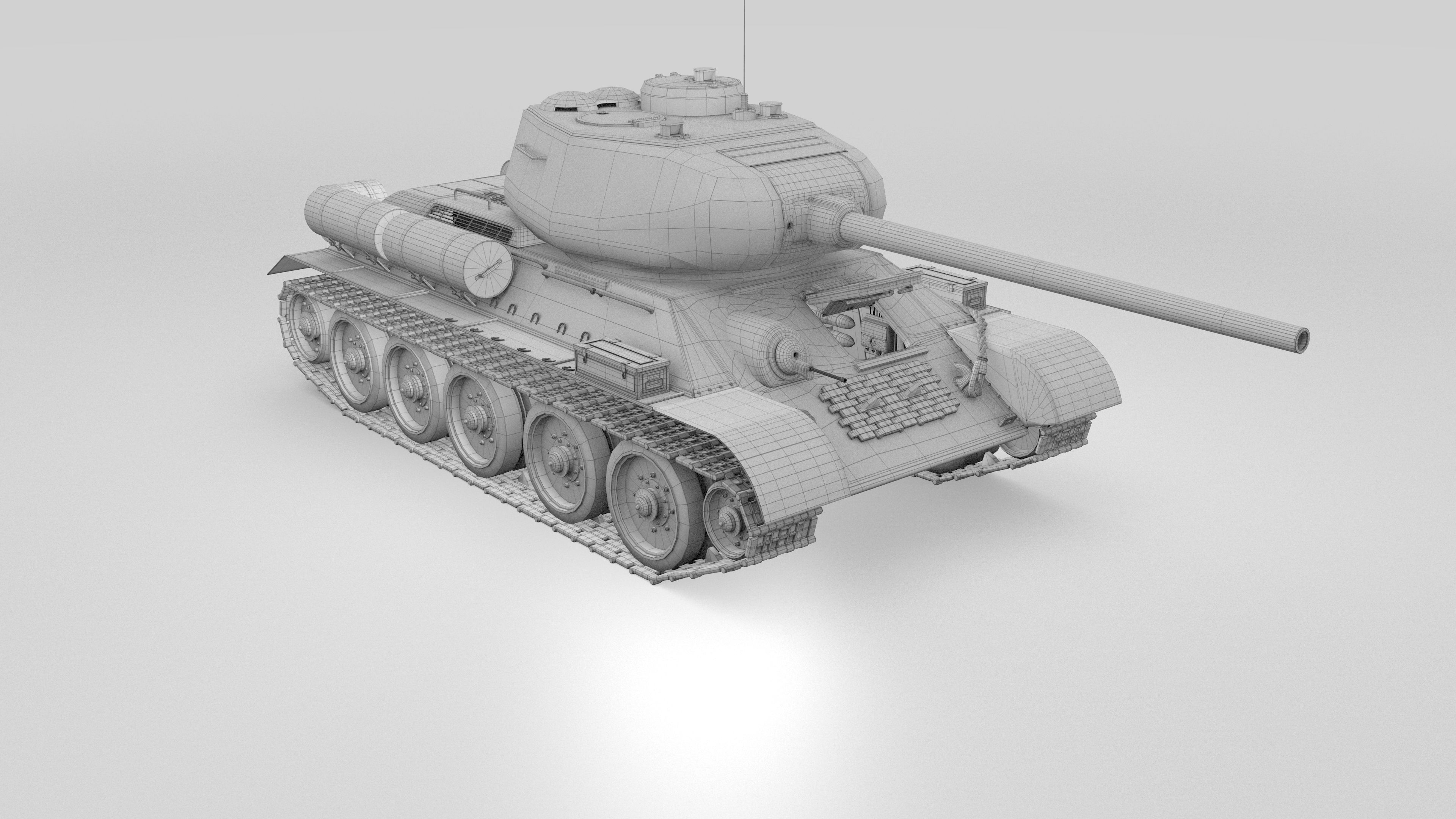 T34-85 Tiger Tank Late Pack with Interior 3D model_61