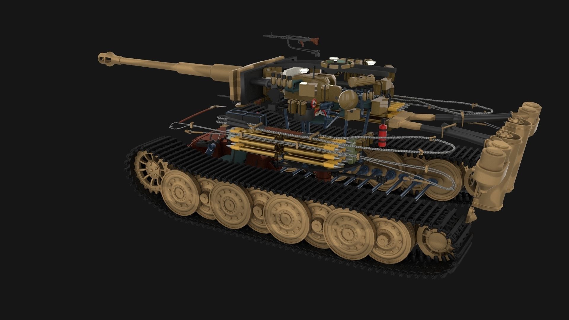 T34-85 Tiger Tank Late Pack with Interior 3D model_59