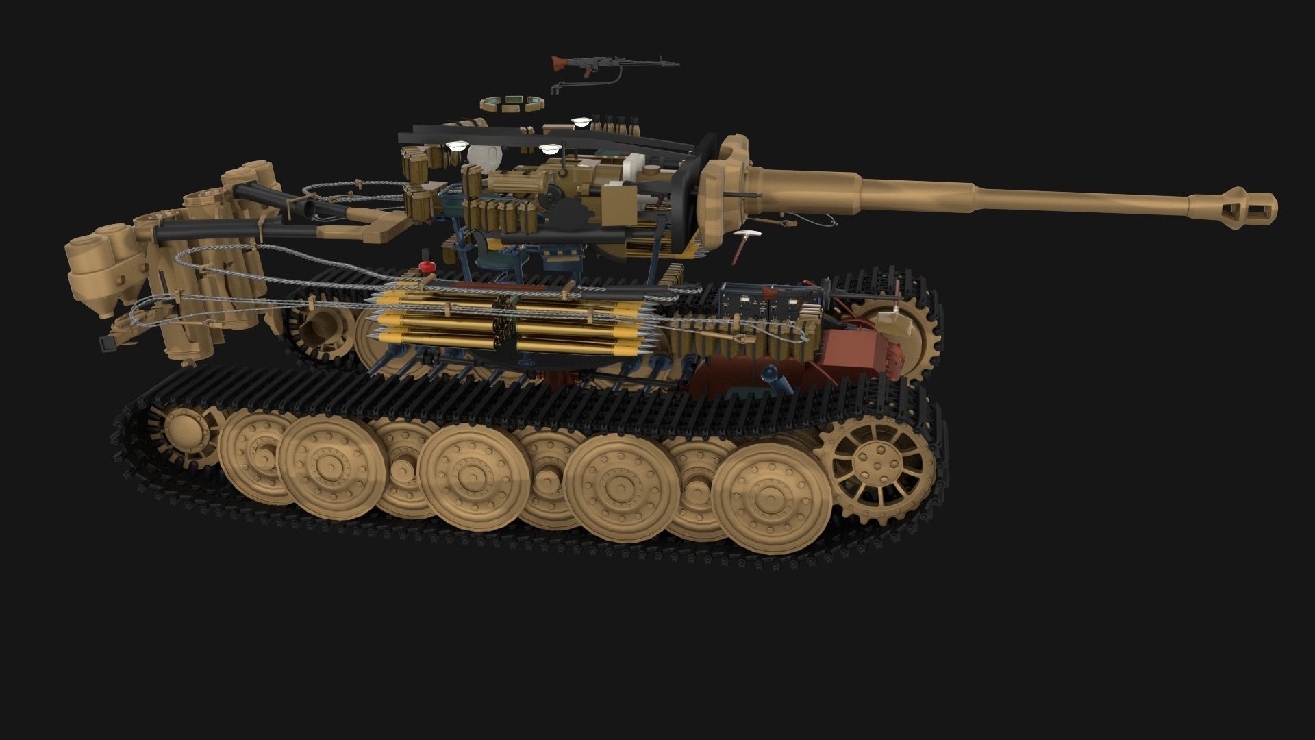 T34-85 Tiger Tank Late Pack with Interior 3D model_58