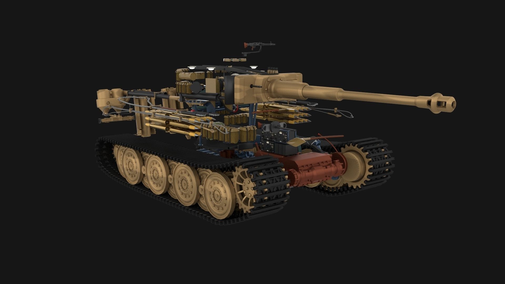 T34-85 Tiger Tank Late Pack with Interior 3D model_57