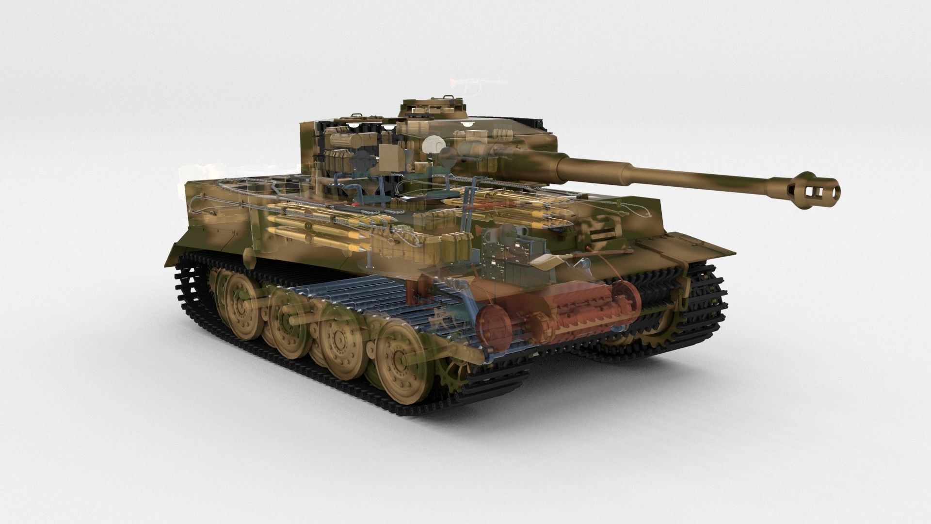 T34-85 Tiger Tank Late Pack with Interior 3D model_44
