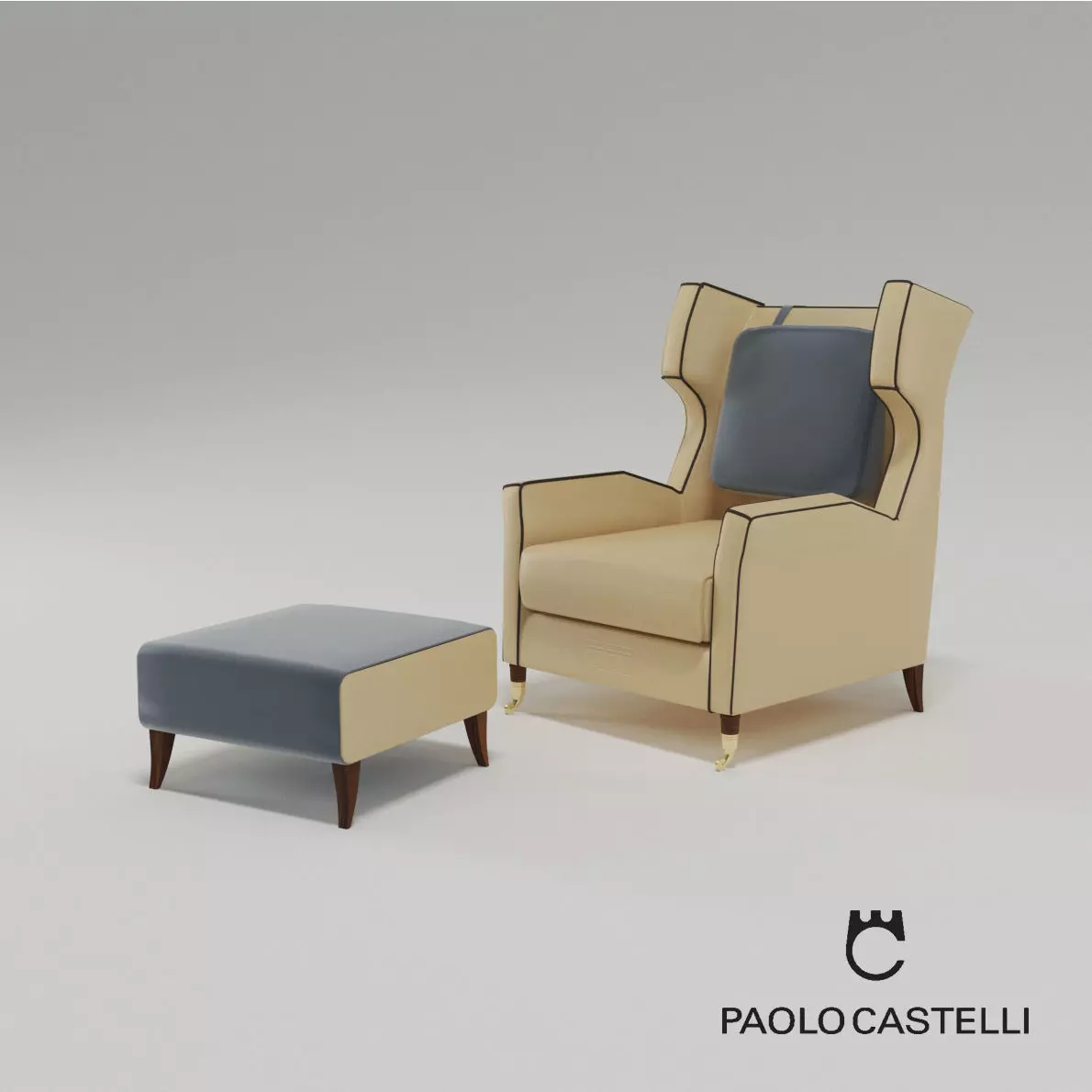 Armchair and ottoman Garibaldi from Paolo Castelli 3D model