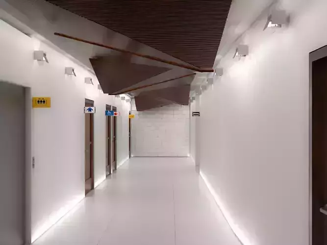 hallway with walls and light fixtures 3D model