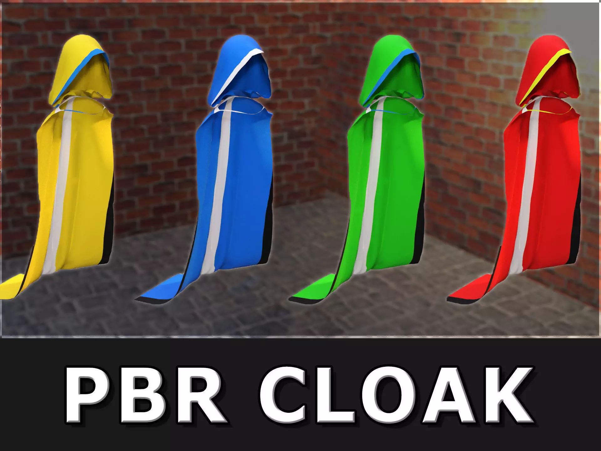 UV Mapped PBR Hooded Cloak Low-poly 3D model