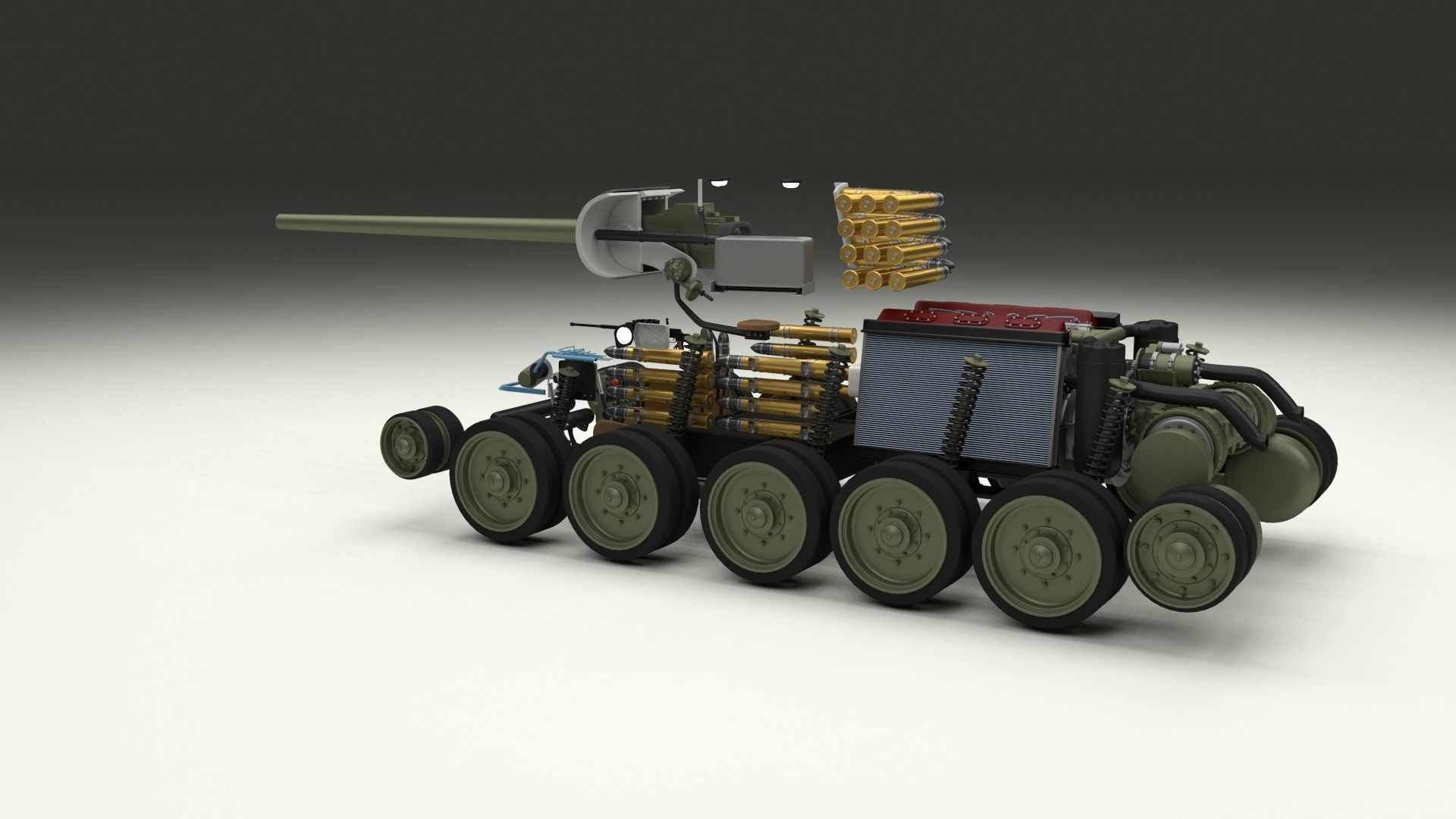 T34-85 Tiger Tank Late Pack with Interior and Engine Bay 3D model_64