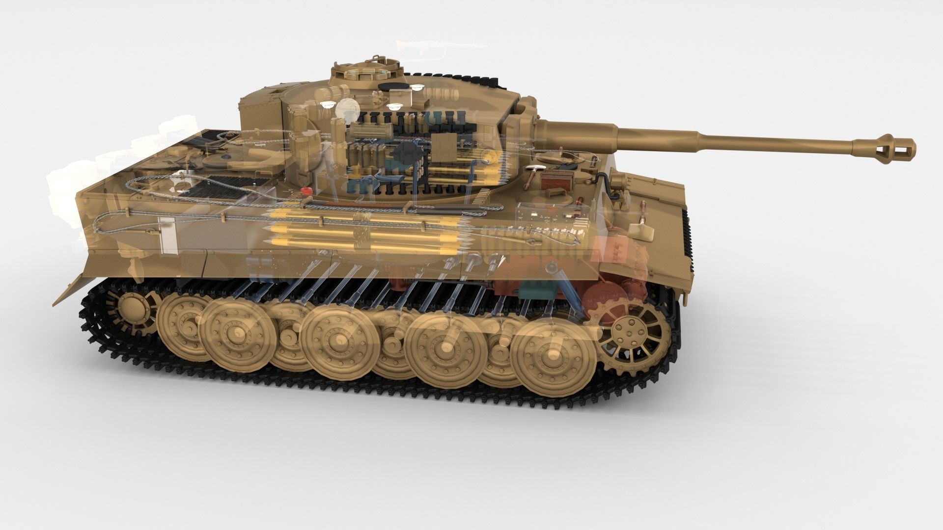 T34-85 Tiger Tank Late Pack with Interior and Engine Bay 3D model_23