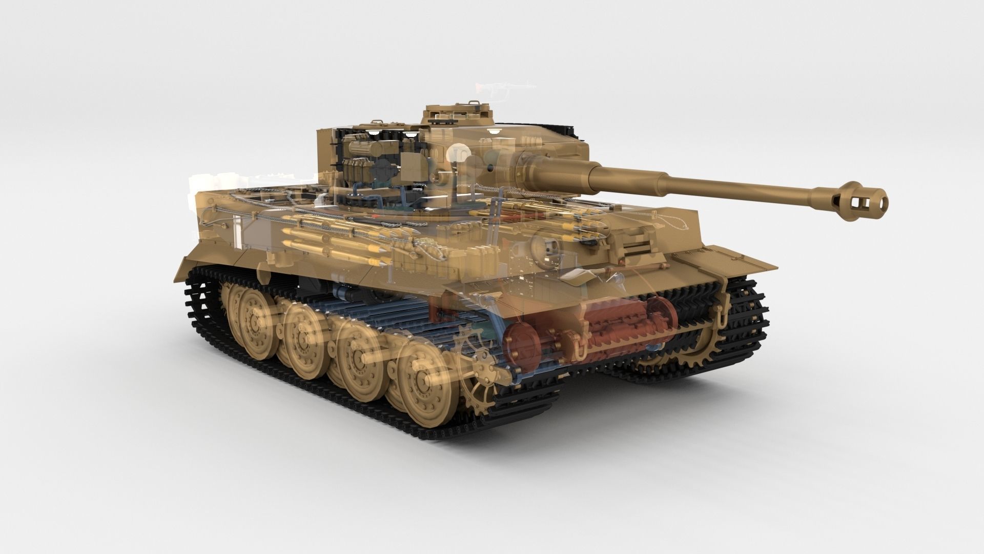 T34-85 Tiger Tank Late Pack with Interior and Engine Bay 3D model_21