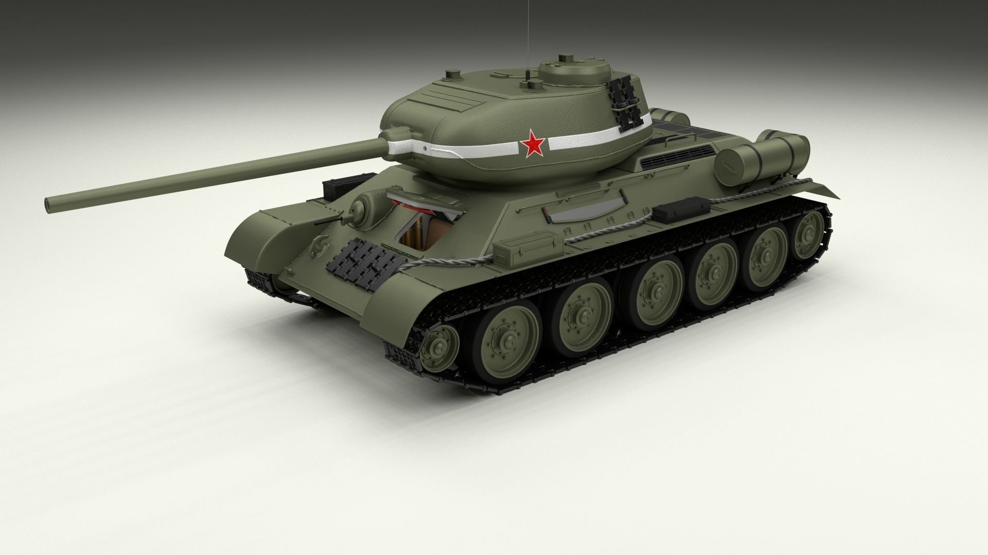 T34-85 Tiger Tank Late Pack with Interior and Engine Bay 3D model_42