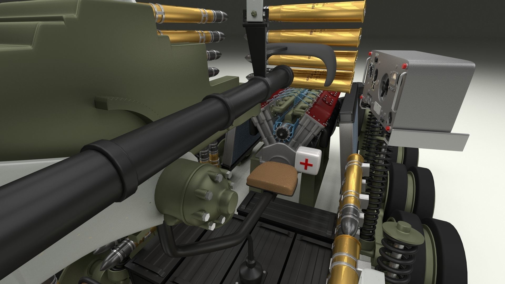 T34-85 Tiger Tank Late Pack with Interior and Engine Bay 3D model_65