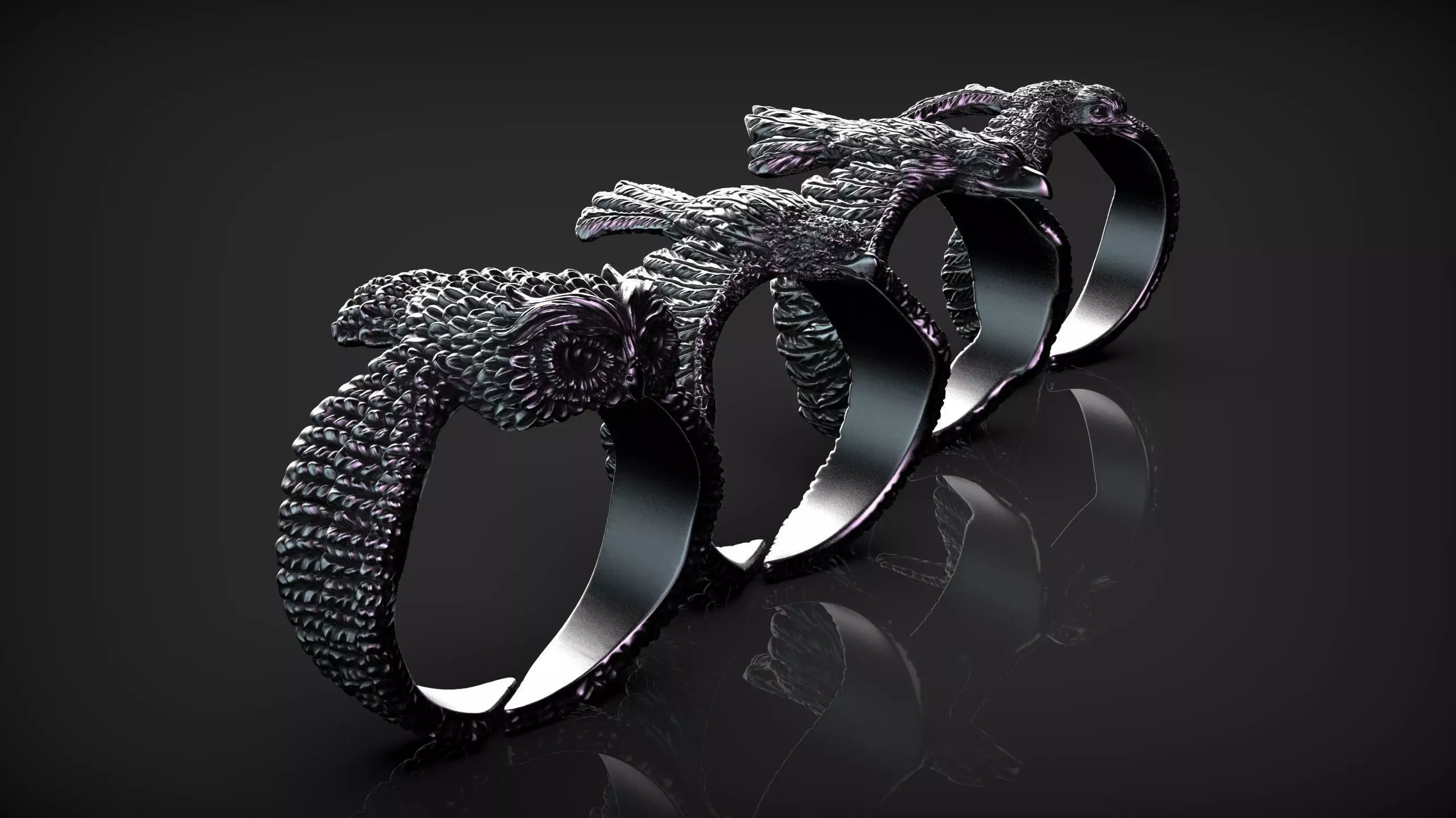 4 Birds ring pack 3D Model Collection_0