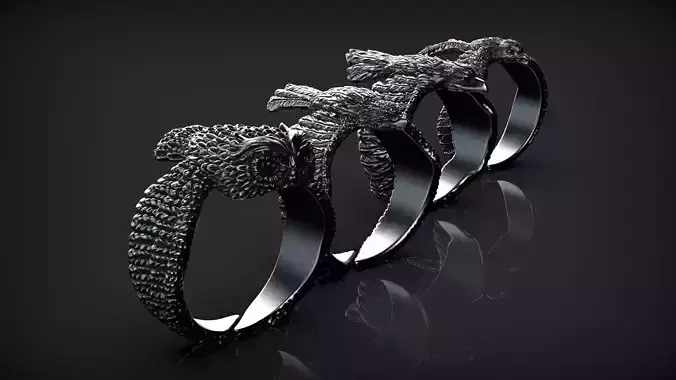 4 Birds ring pack 3D Model Collection