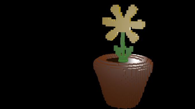 Flower with Pot voxel 3D model