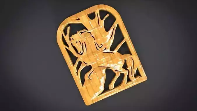 Window ventilation ornaments with horse motifs Low-poly 3D model