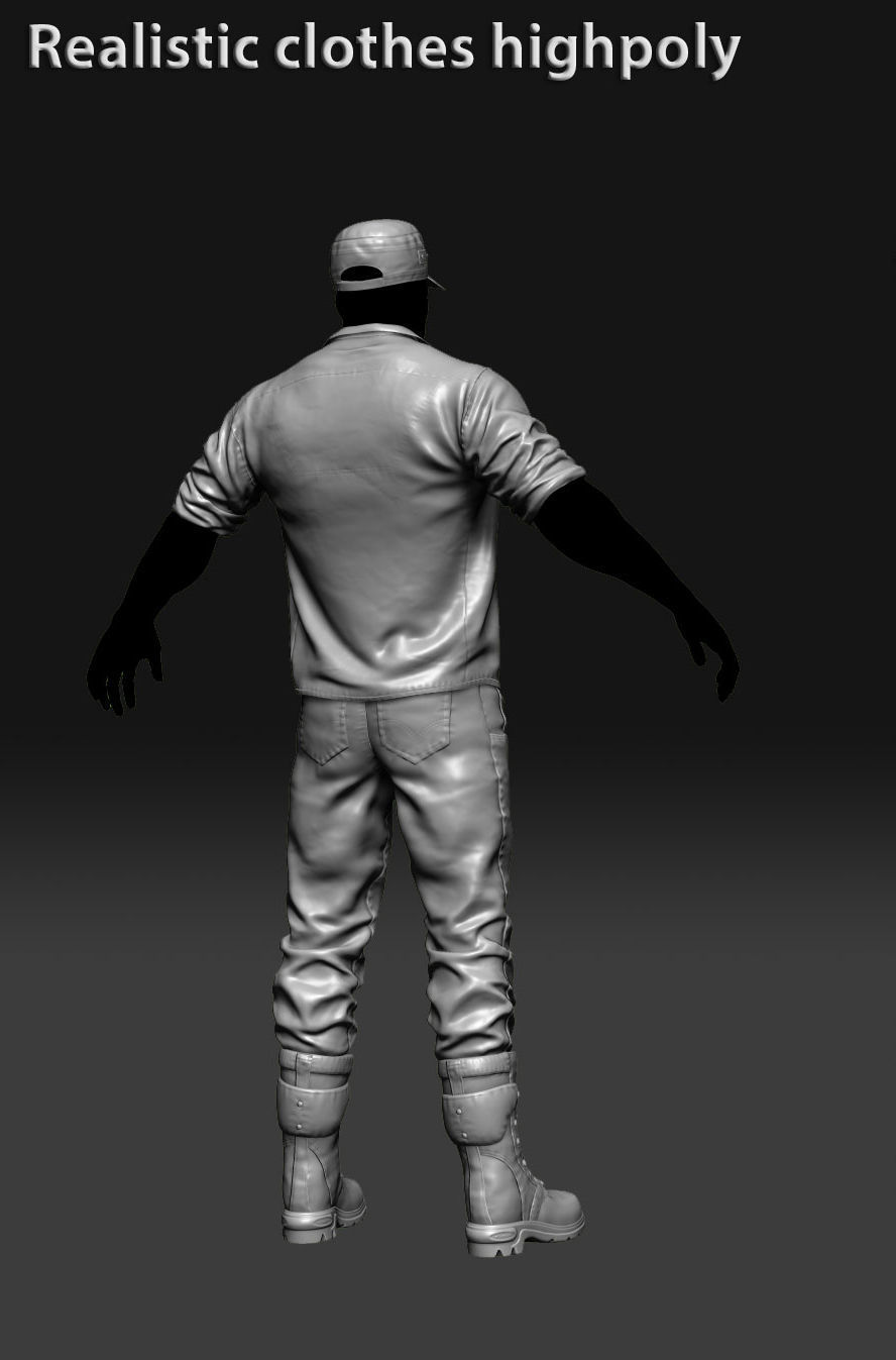 Realistic clothing zbrush 3D model_8