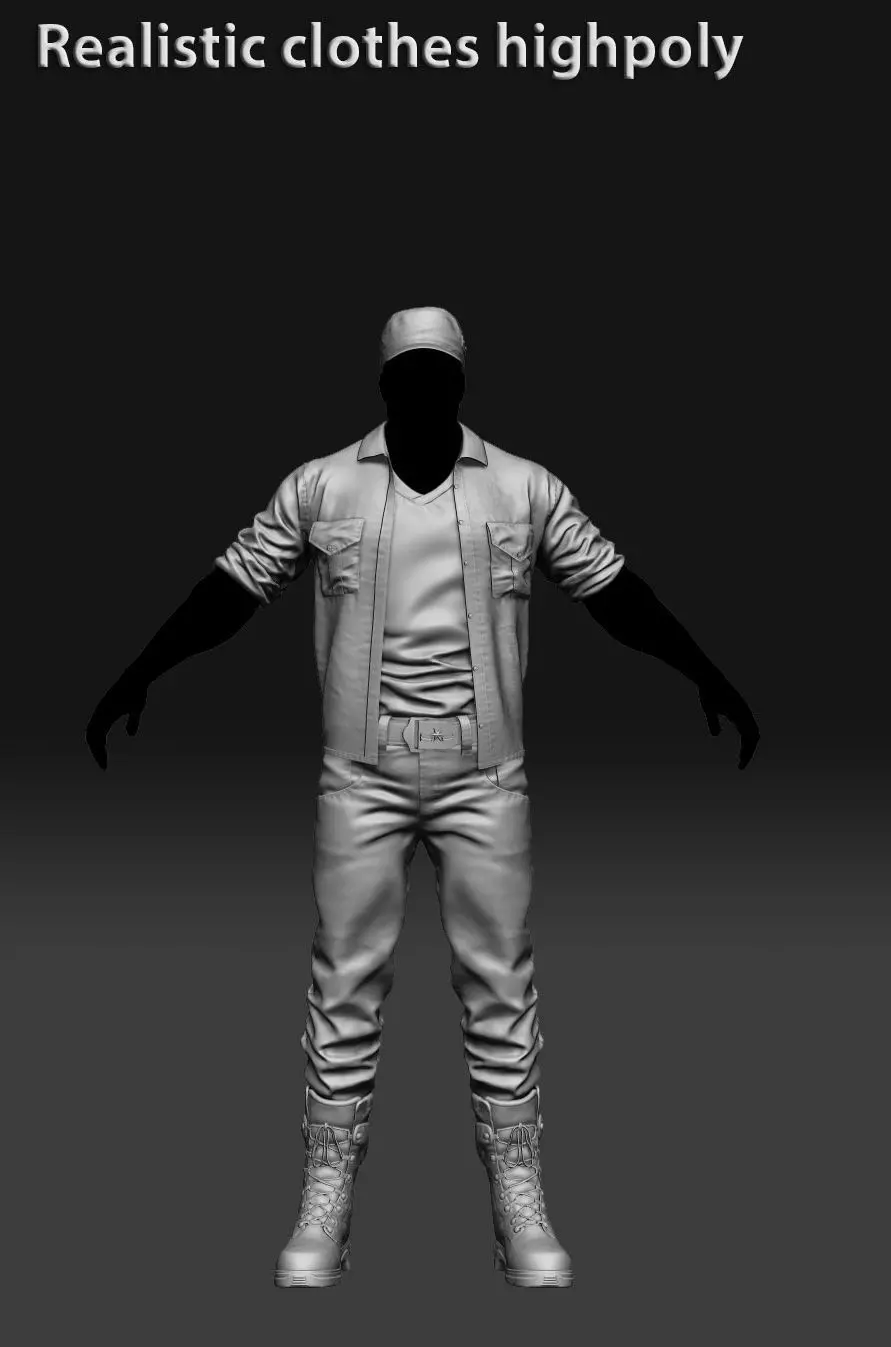 Realistic clothing zbrush 3D model_0