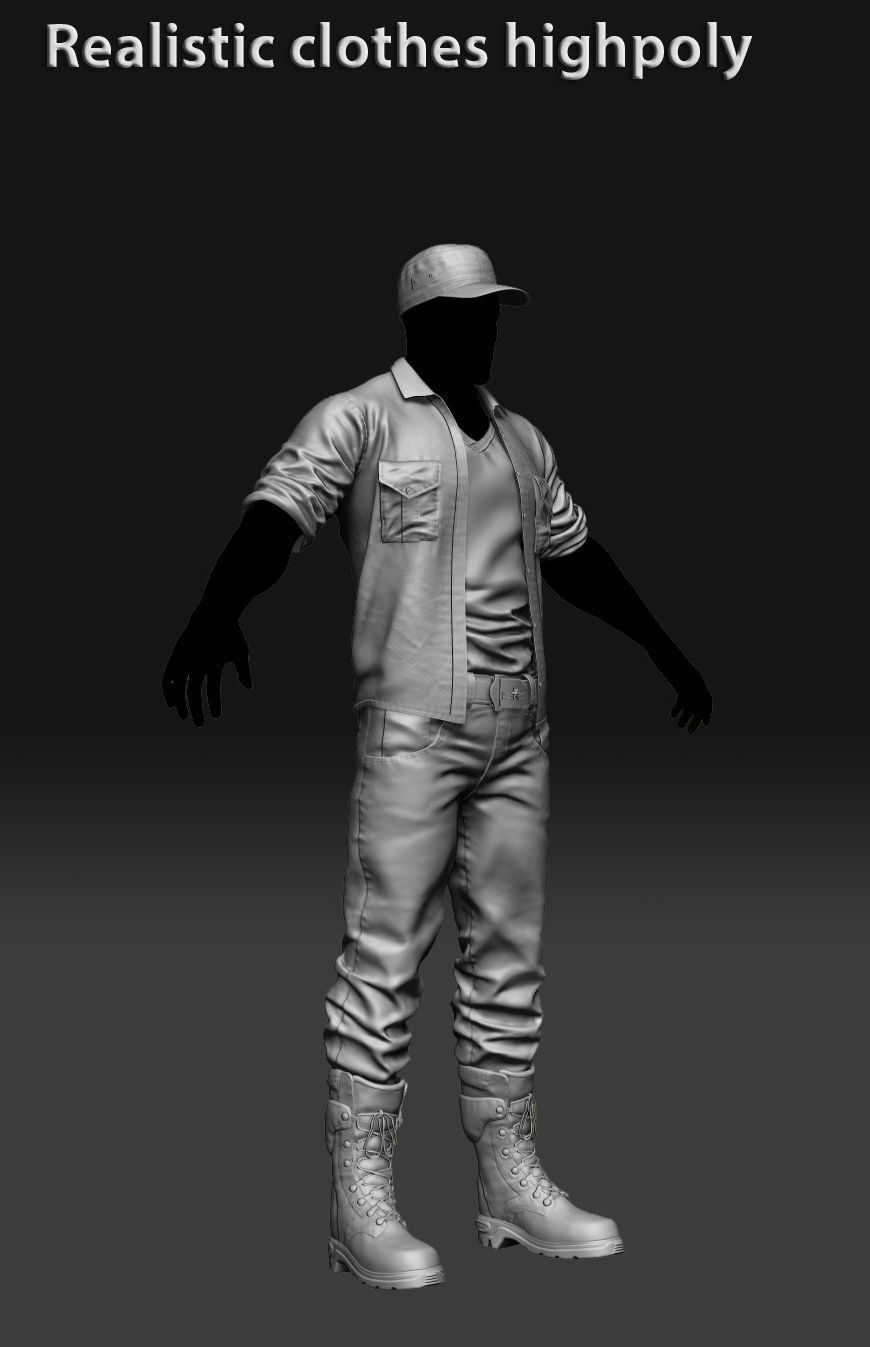 Realistic clothing zbrush 3D model_1