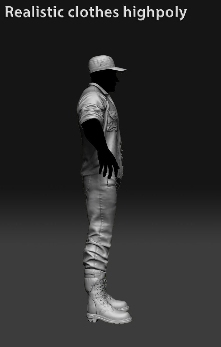 Realistic clothing zbrush 3D model_2