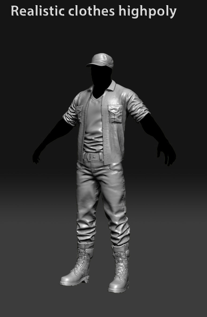 Realistic clothing zbrush 3D model_7
