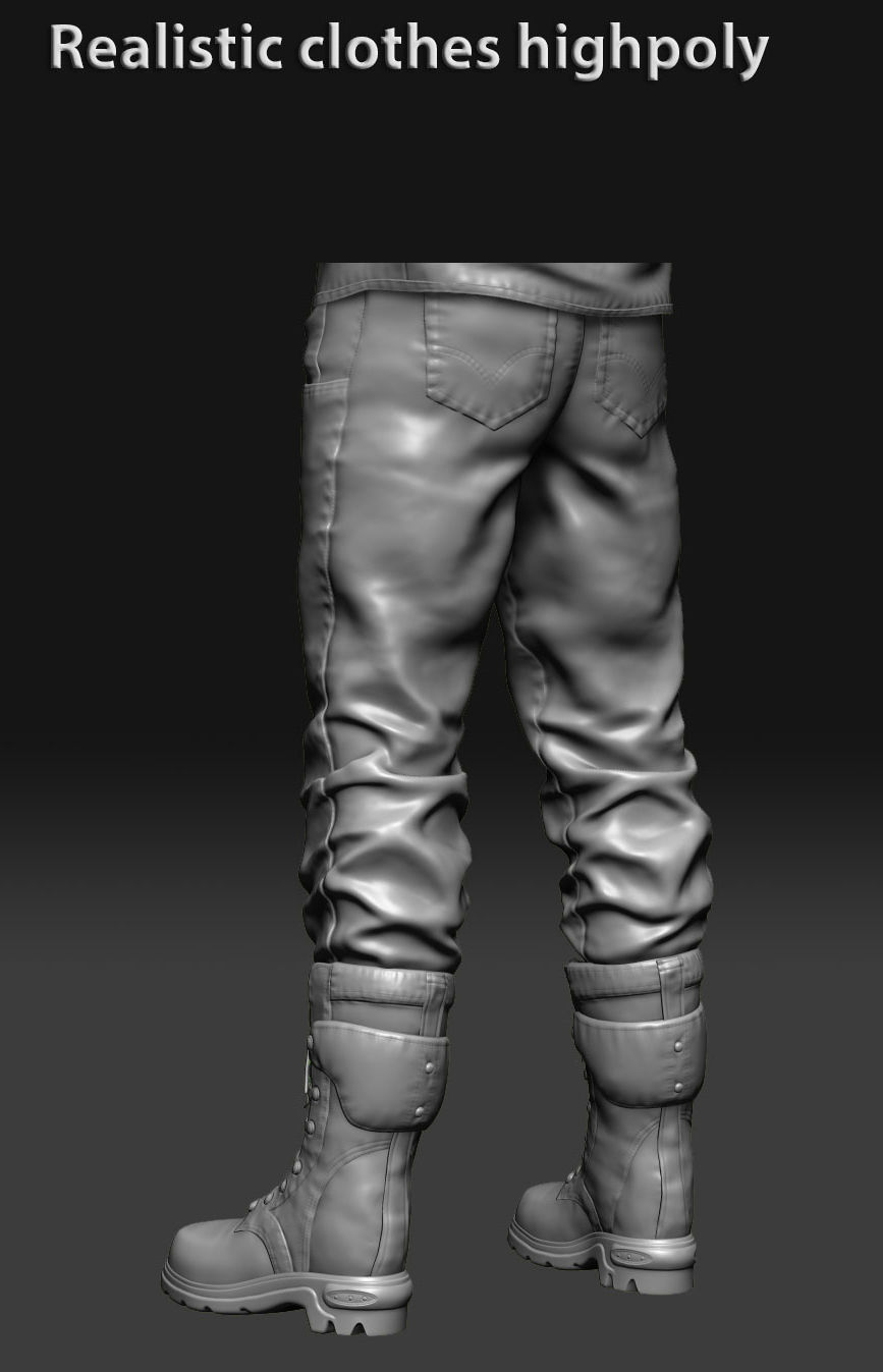 Realistic clothing zbrush 3D model_13