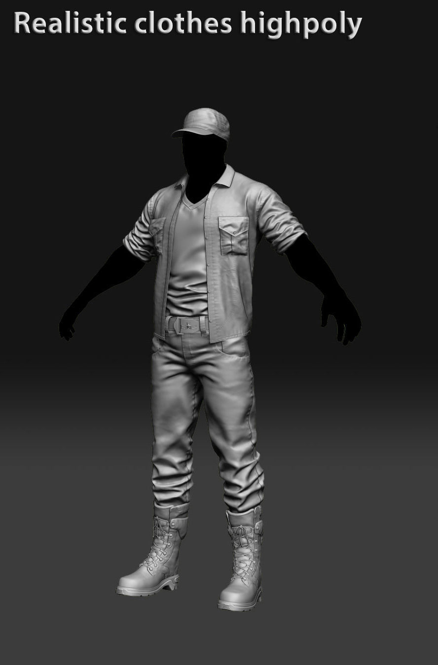 Realistic clothing zbrush 3D model_6