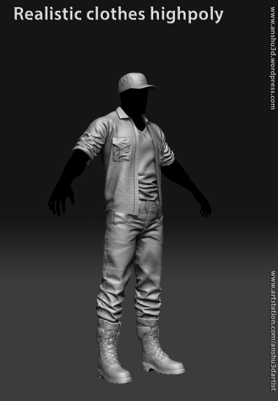 Realistic clothing zbrush 3D model_9