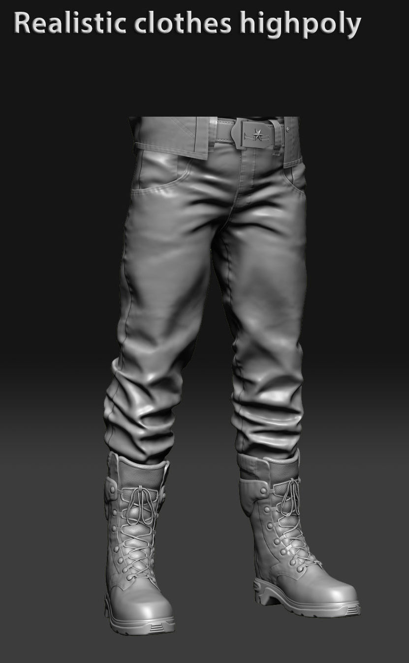 Realistic clothing zbrush 3D model_12