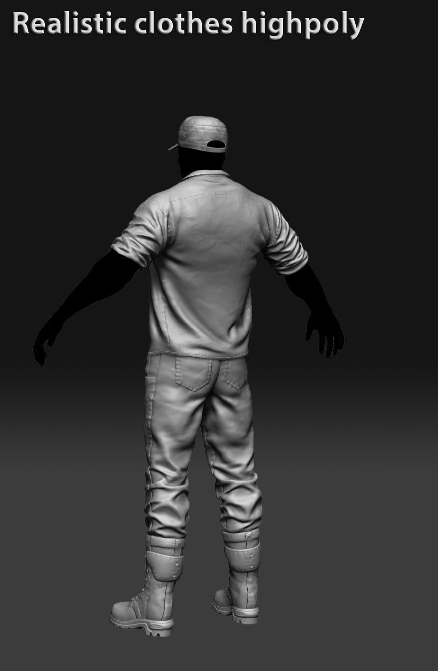 Realistic clothing zbrush 3D model_5