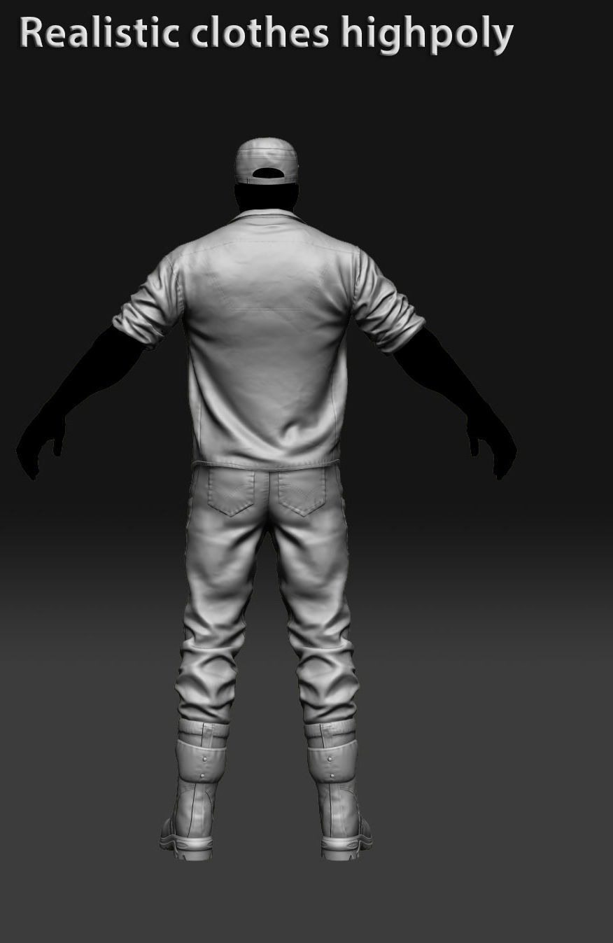 Realistic clothing zbrush 3D model_4