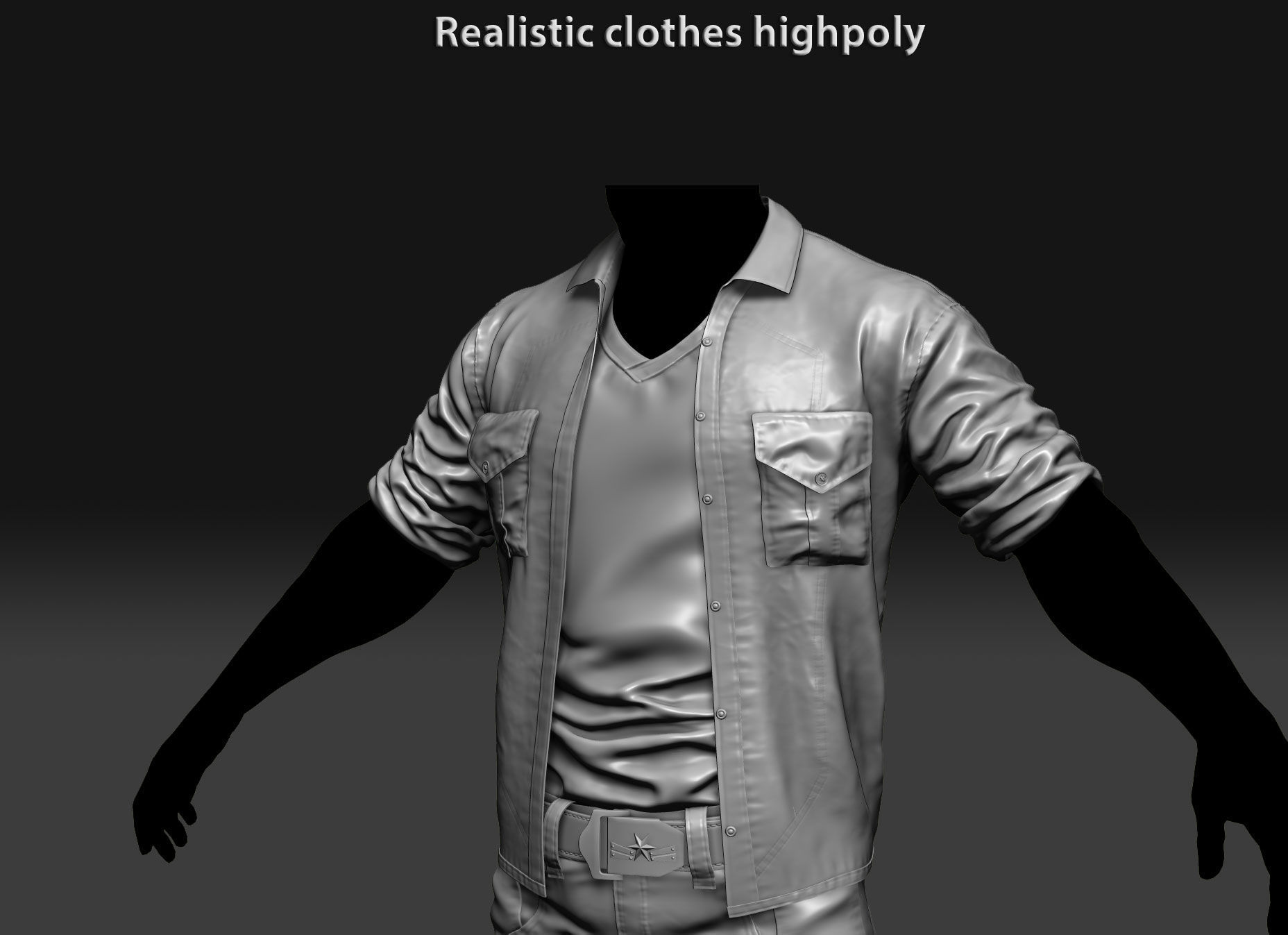 Realistic clothing zbrush 3D model_10