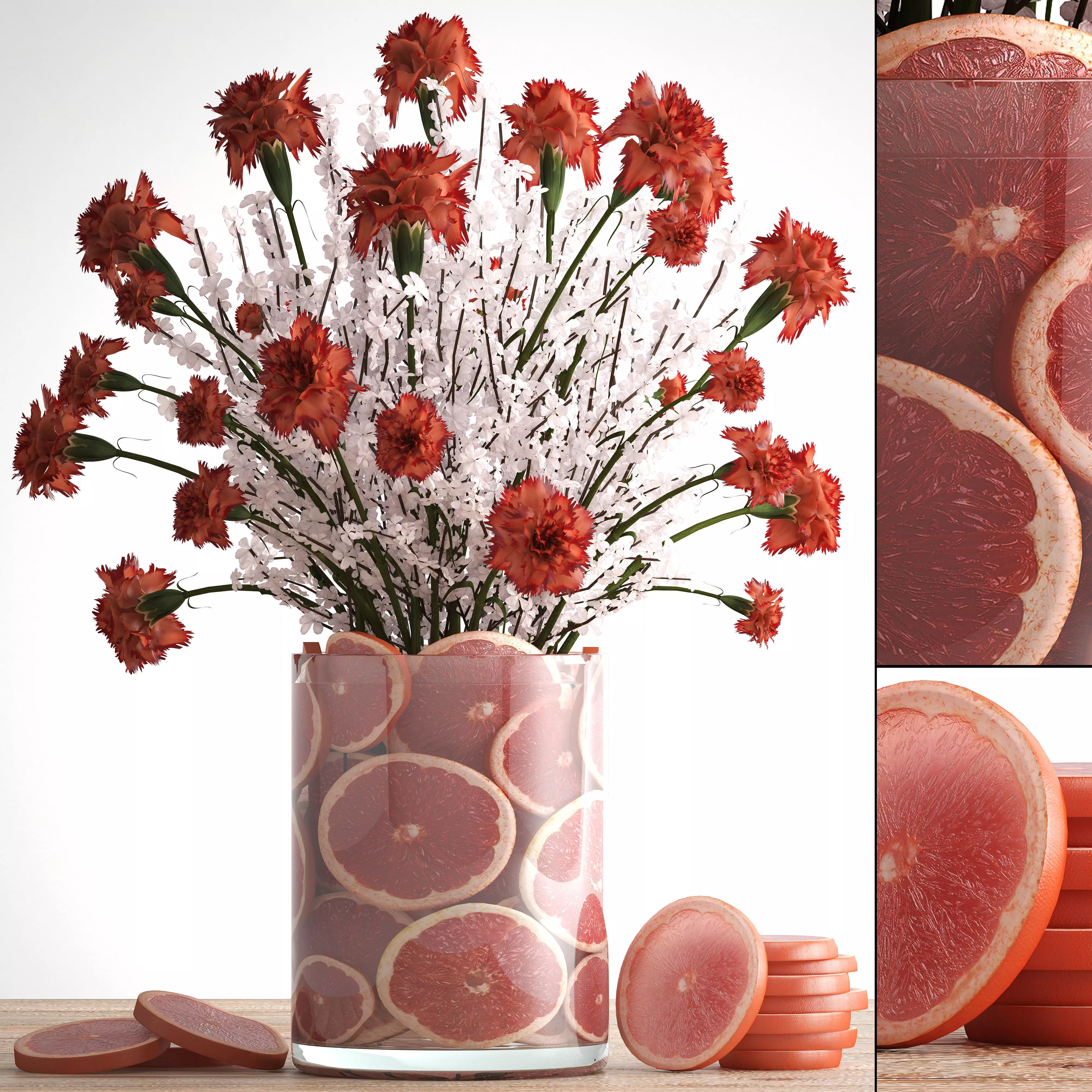 Decorative bouquet of flowers 3D model