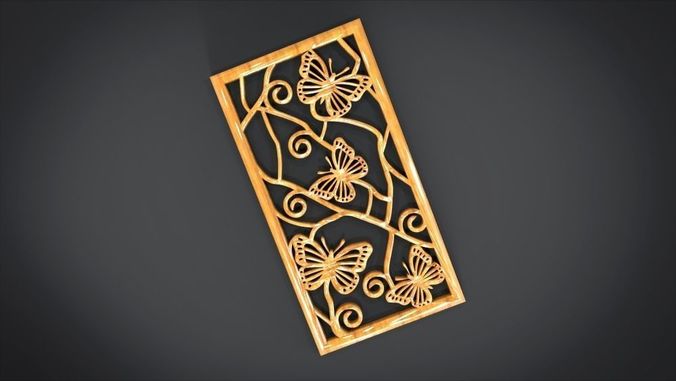 Window ventilation ornaments with Butterfly motifs Low-poly 3D model